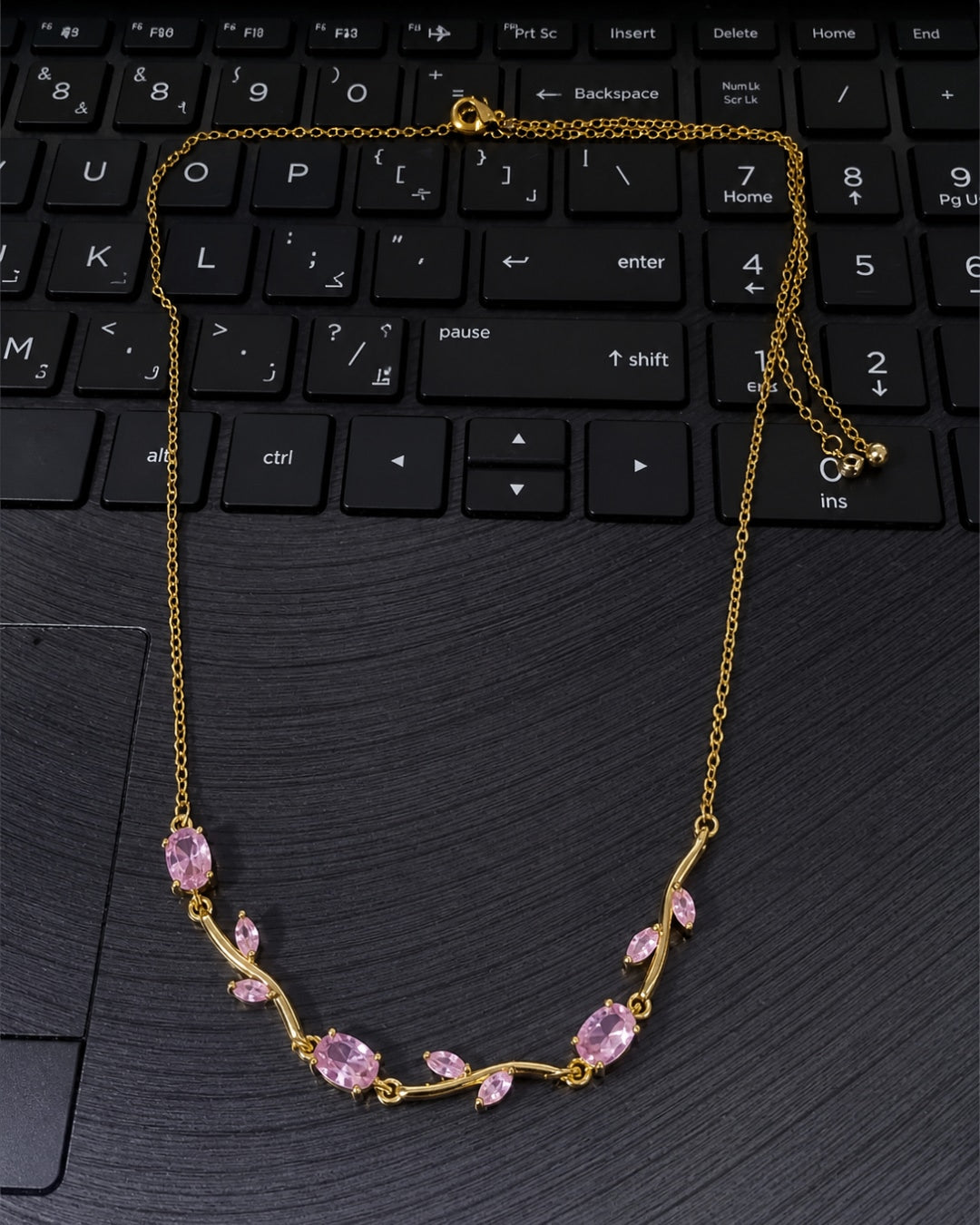 Royal Blue Tulip Necklace in Gold Finish | American Diamomd
