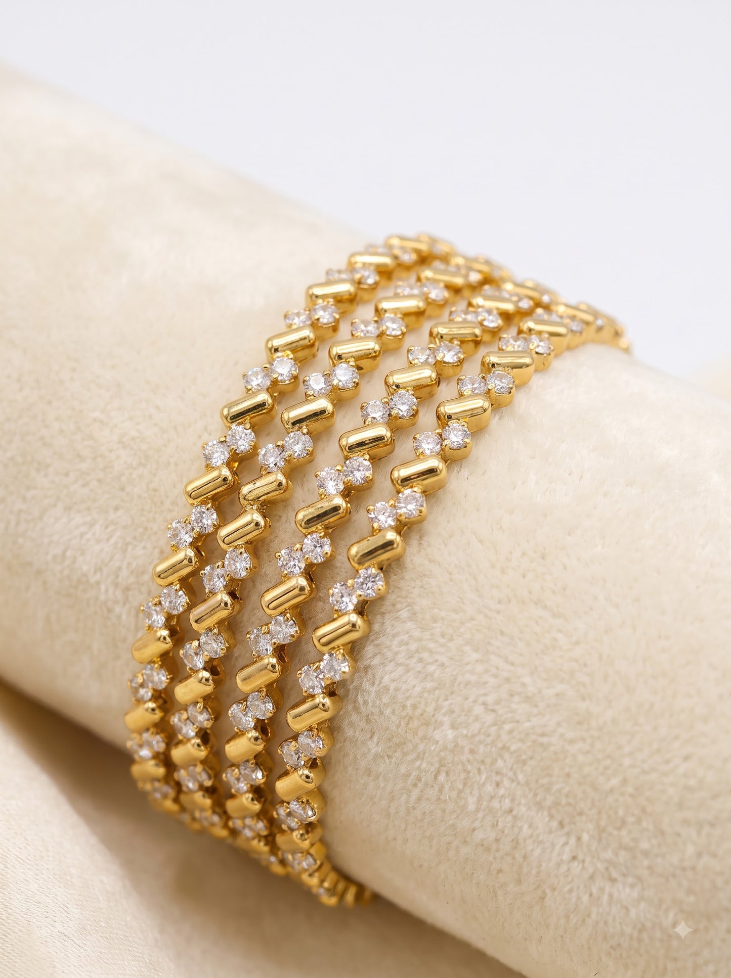 Antique Gold Plated American Diamond Woven Bracelet for Women | Premium AD Bangles
