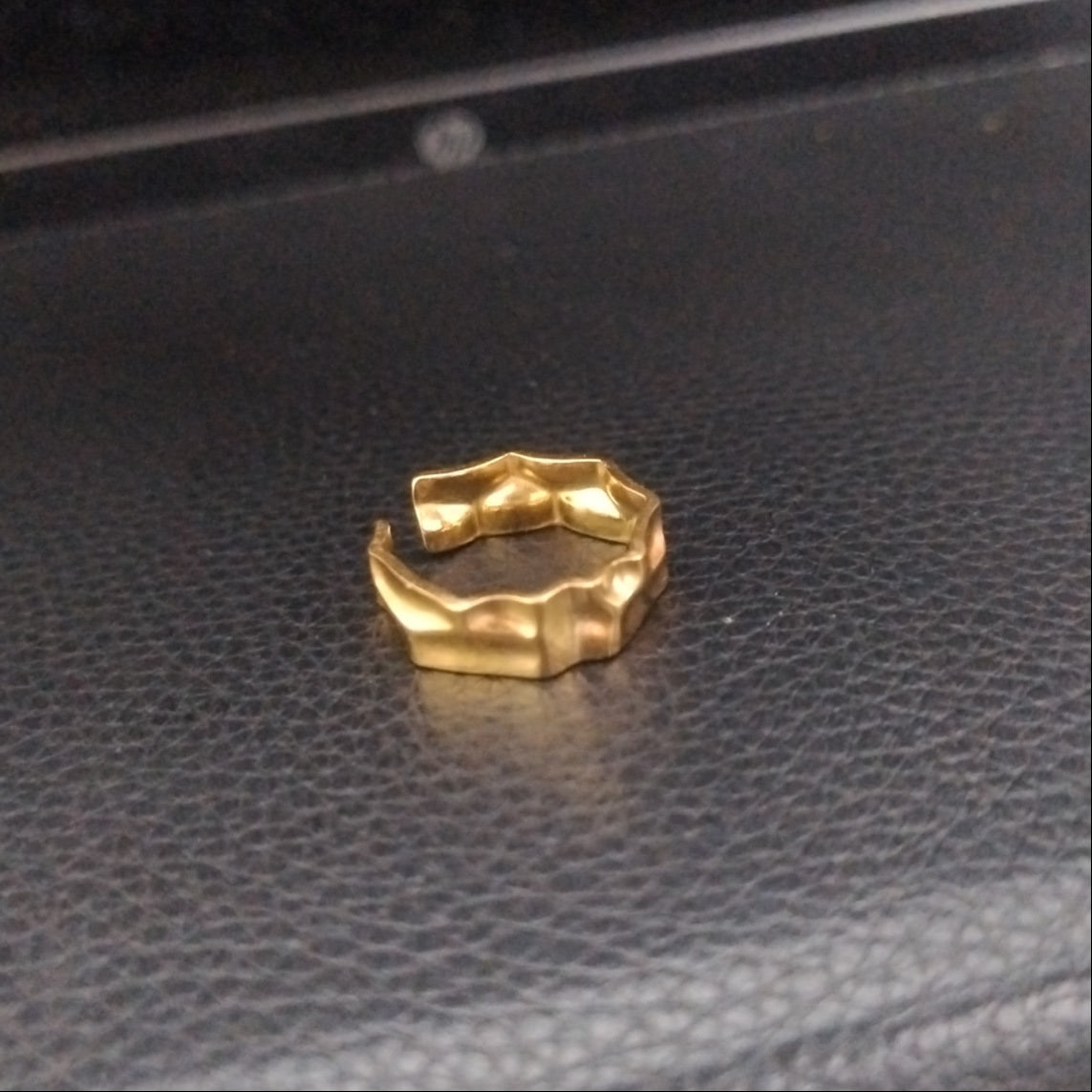 Gold Plated Hammered Adjustable Statement Ring | Premium Quality | Elegant Women's Jewelry | Stainless Steel Gold Plated | Anti-tarnish | Daily wear | TE-GPFR-0612-005