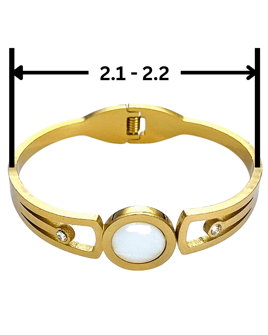 White Pearl finish and Zircon Stone Bracelet | Premium Quality | Elegant Kids Jewelry | Stainless Steel Gold Plated | Anti-tarnish | Daily wear | TE-GPKB-2311-001