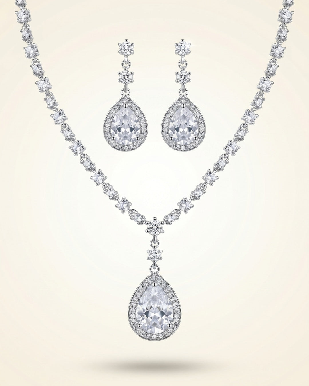 Eterna Teardrop Necklace & Earrings Set | Premium Quality | American Diamond | Party wear