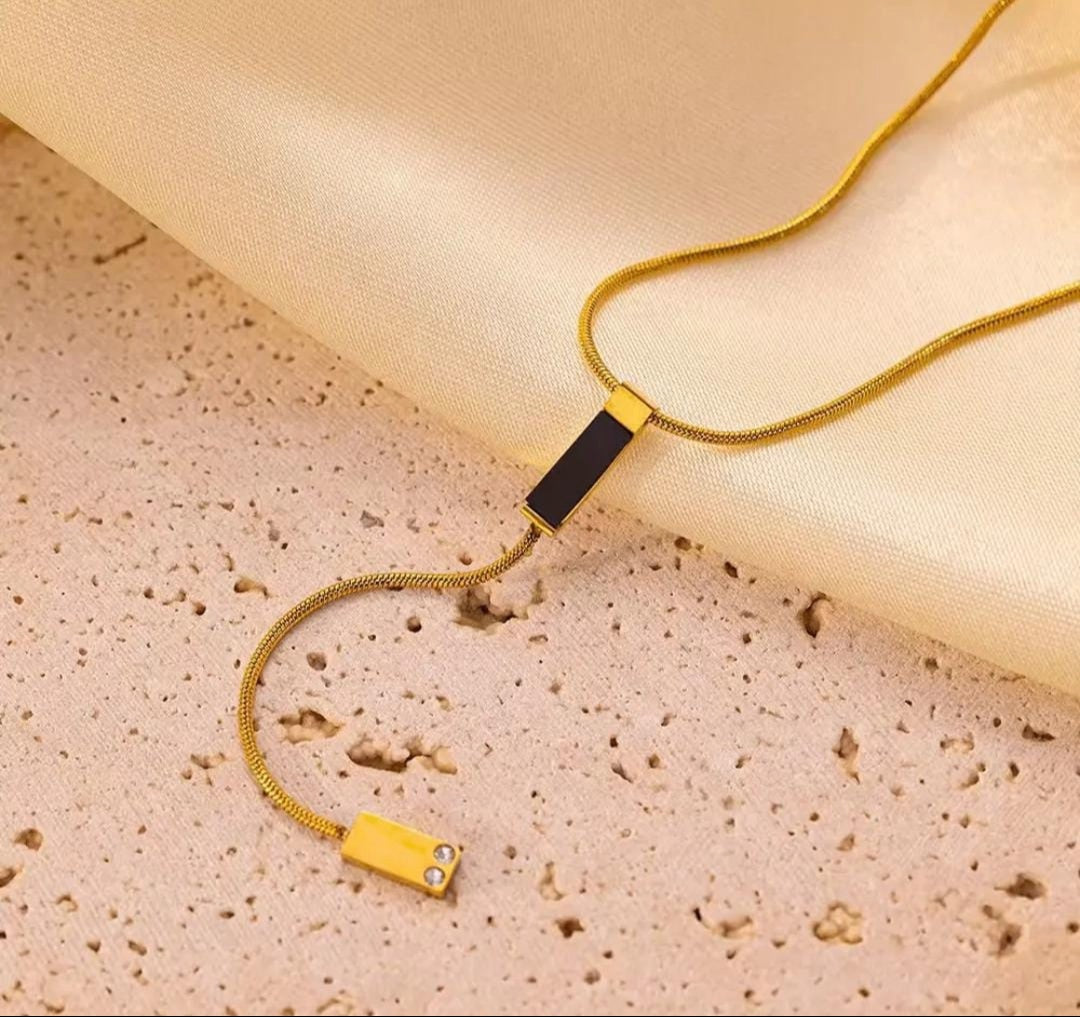Geometric Lariat Necklace | Stainless Steel Gold Plated | Anti-tarnish Necklace | Daily wear | TE-GPC-0511-023