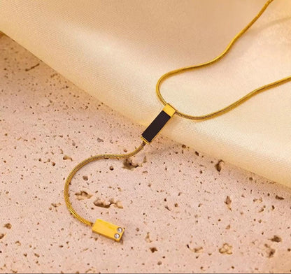 Geometric Lariat Necklace | Stainless Steel Gold Plated | Anti-tarnish Necklace | Daily wear | TE-GPC-0511-023