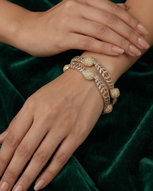 Dual Tone Designer Bangles (Set of 2) | Premium Quality | American Diamond | Party wear