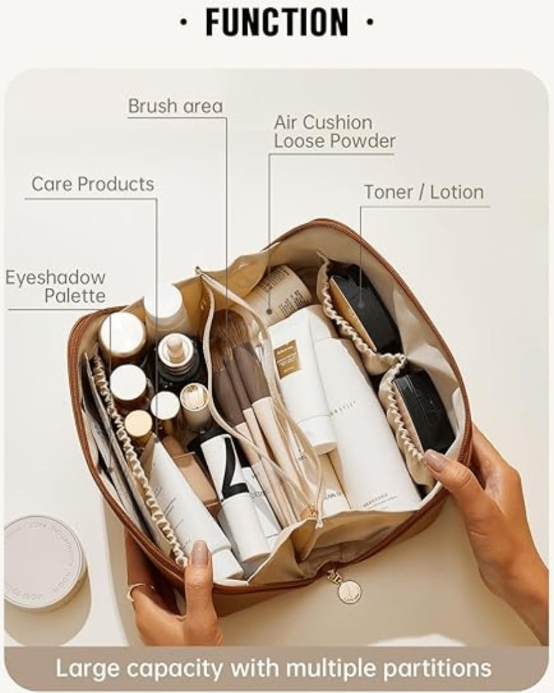 Large Capacity Travel Makeup Organizer Pouch – Cosmetic Storage Bag