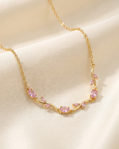 Blush Pink Tulip Necklace in Gold Finish | American Diamomd