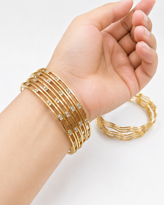 Antique Gold Plated Brass Bangles Set of 4 for Women | Premium Quality