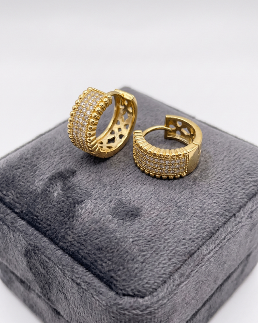 Veloura Pavé Luxe Gold Huggie Earrings | Gold Plated | Premium Quality