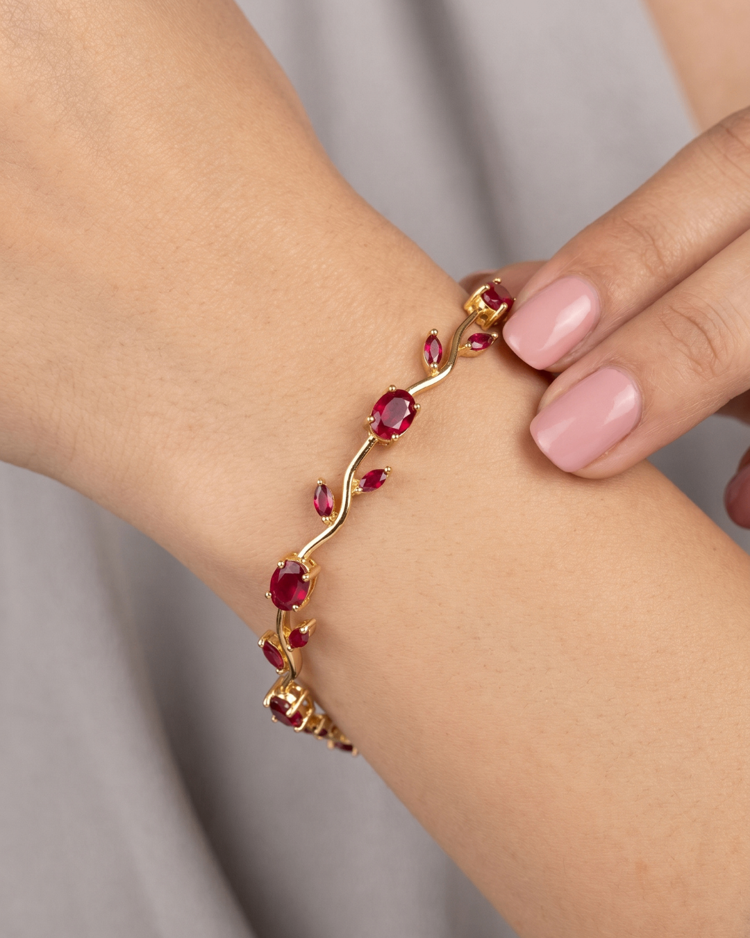 Ruby Red Tulip Bracelet | Premium Quality | Cubic Zirconia