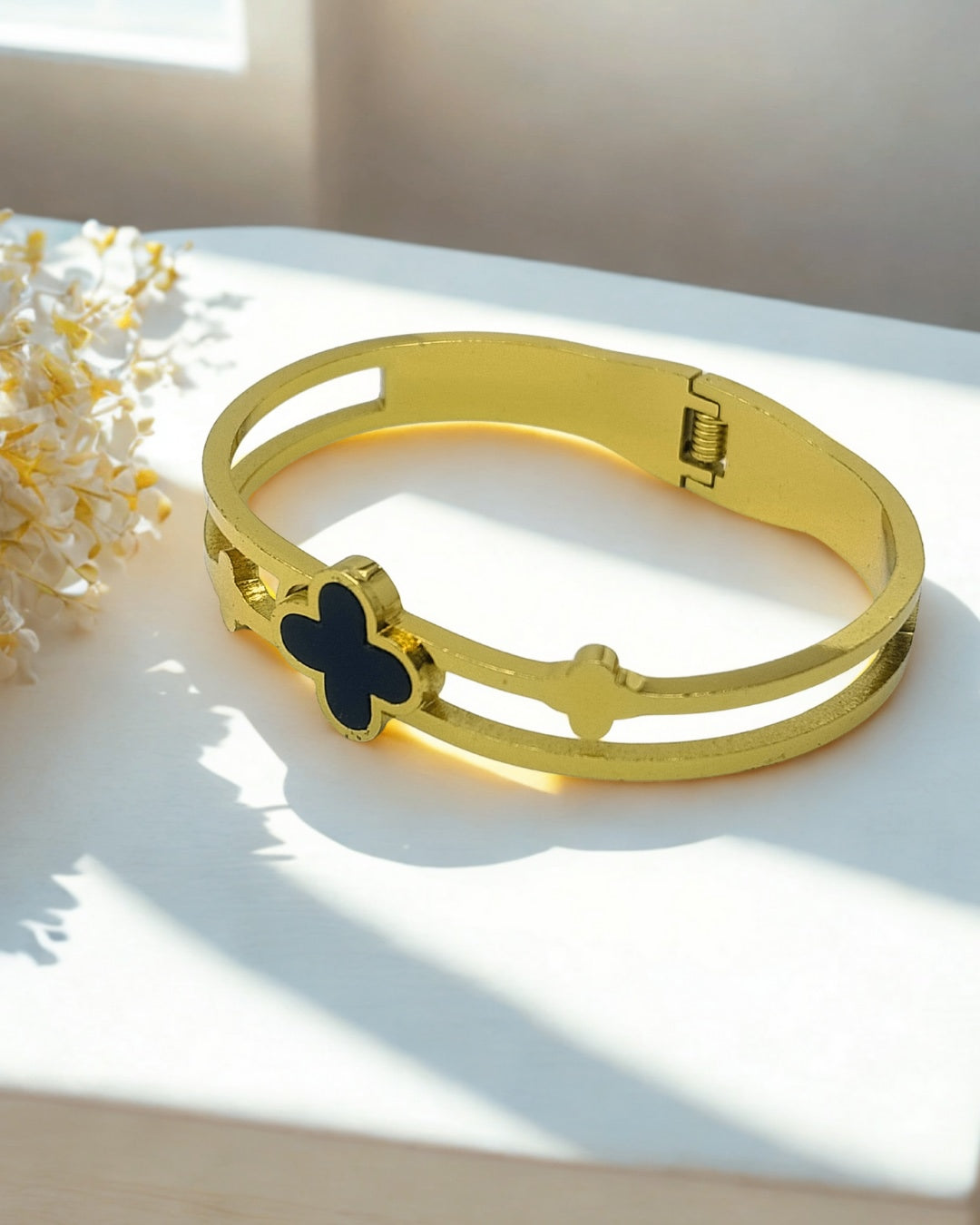 Black Clover Enamel Charm | Premium Quality | Elegant Kids Jewelry | Stainless Steel Gold Plated | Anti-tarnish | Daily wear | TE-GPKB-2311-007