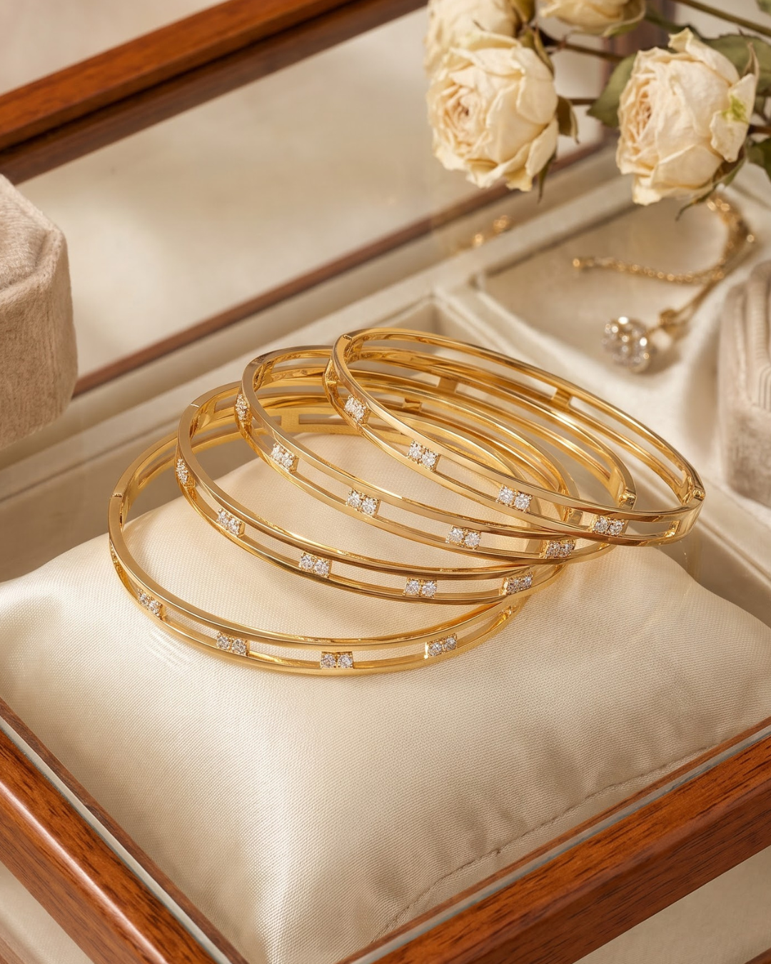 Antique Gold Plated Brass Bangles Set of 4 for Women | Premium Quality