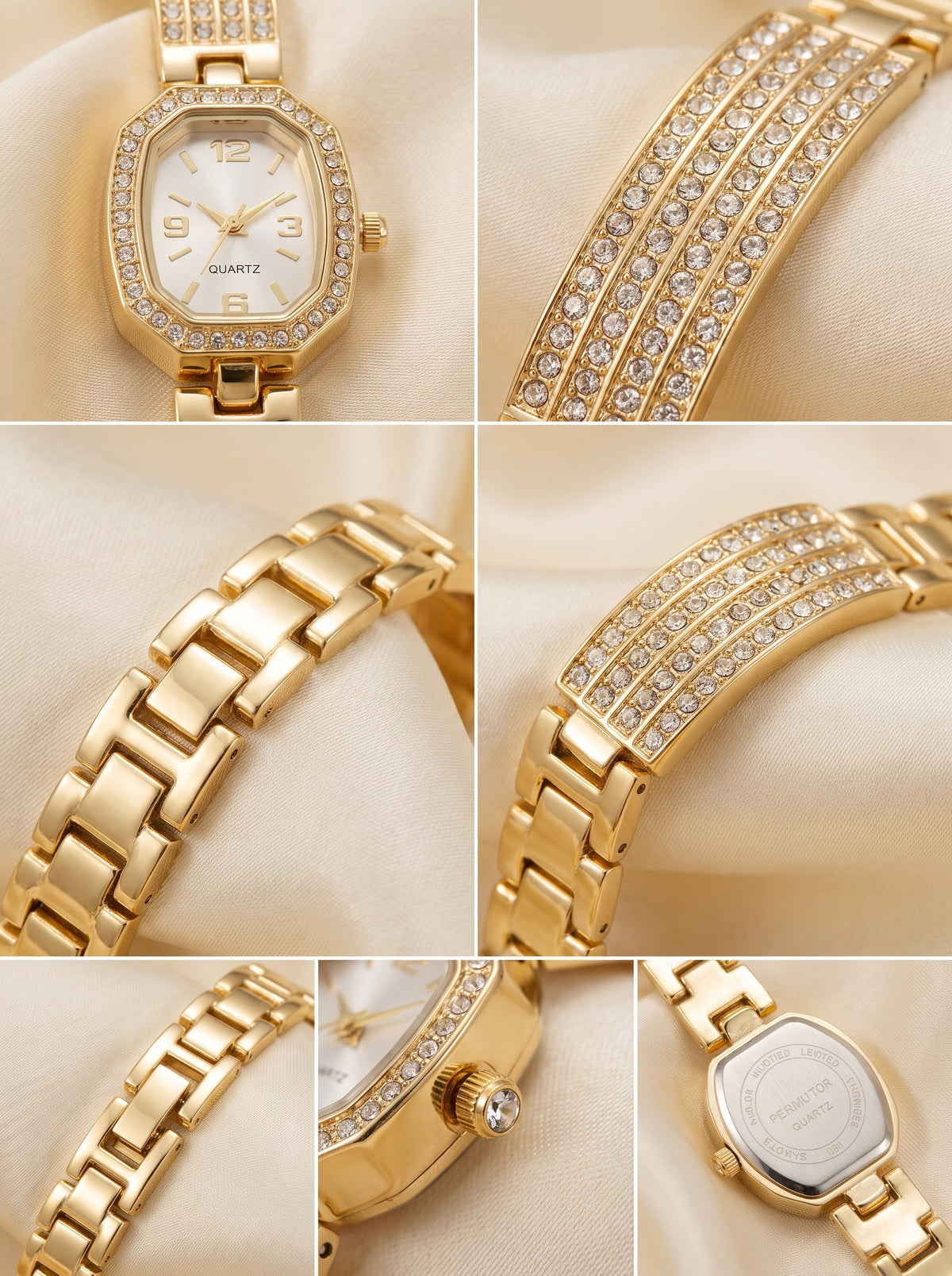 Women’s Luxury Crystal Octagon Dial Gold Bracelet Watch