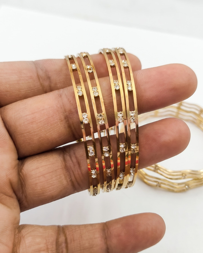 Antique Gold Plated Brass Bangles Set of 4 for Women | Premium Quality