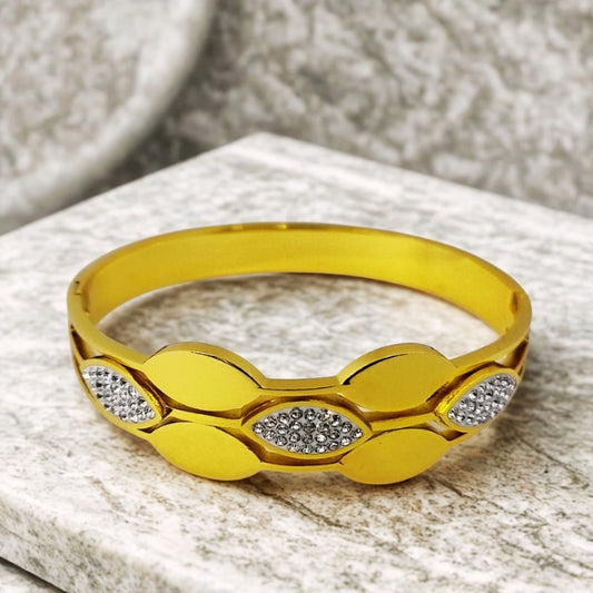 Double band stone bracelet | Stainless Steel Gold Plated | Women Anti-tarnish bracelet | Kada Bracelet | TE/GPK/2510/002