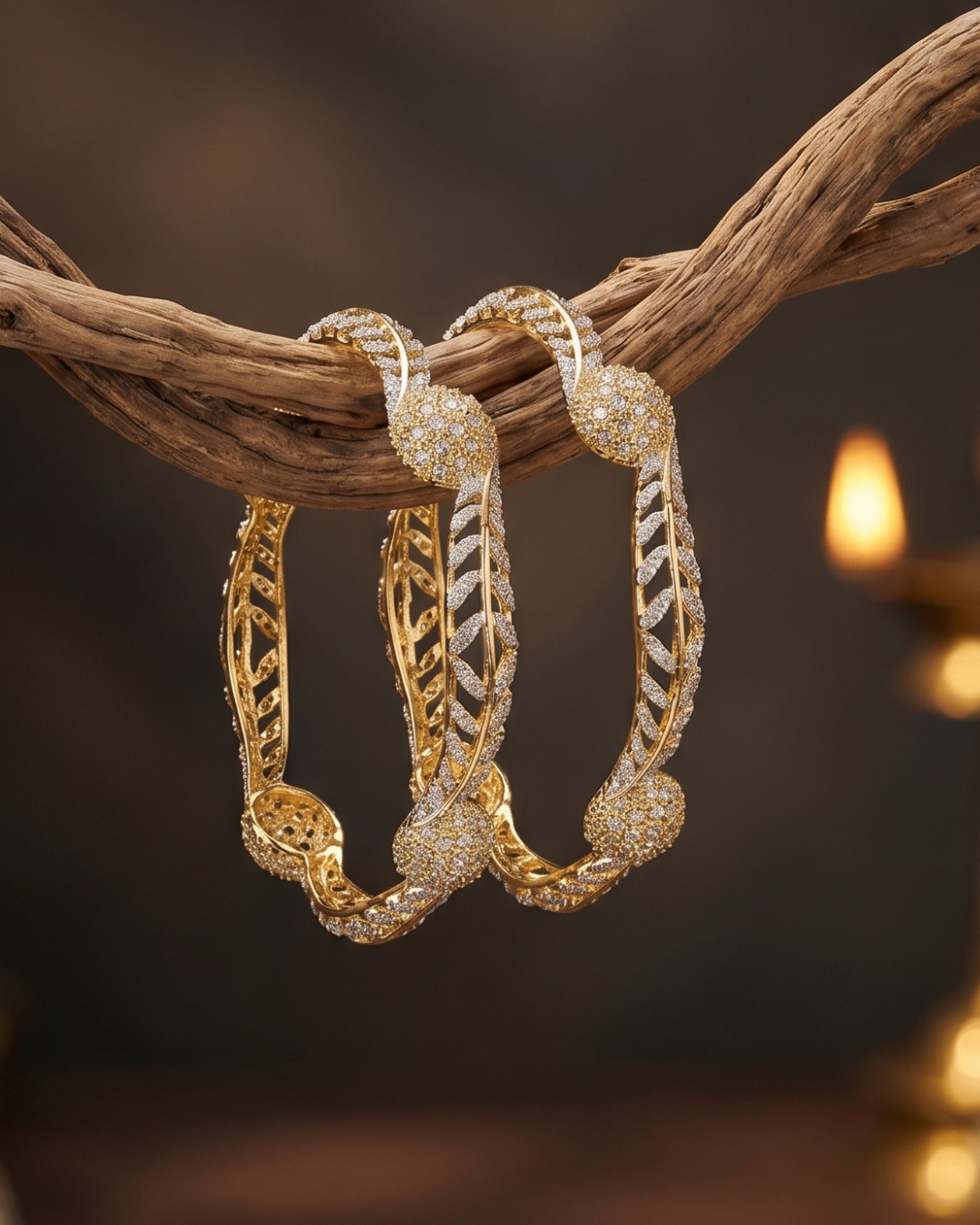 Dual Tone Designer Bangles (Set of 2) | Premium Quality | American Diamond | Party wear