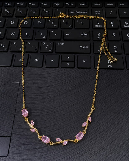 Royal Blue Tulip Necklace in Gold Finish | American Diamomd