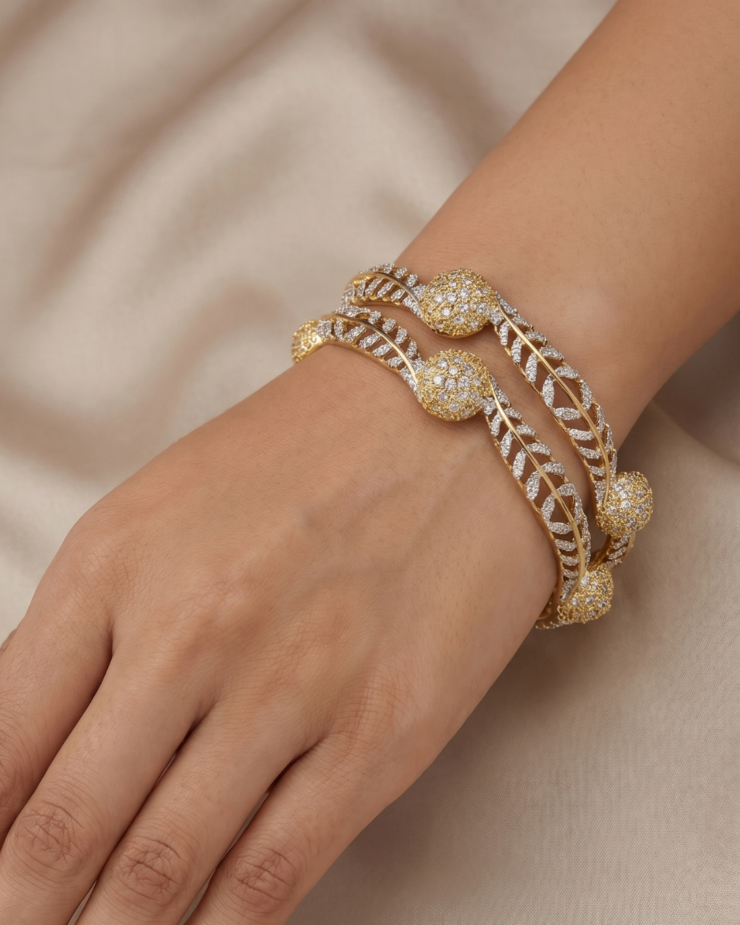 Dual Tone Designer Bangles (Set of 2) | Premium Quality | American Diamond | Party wear