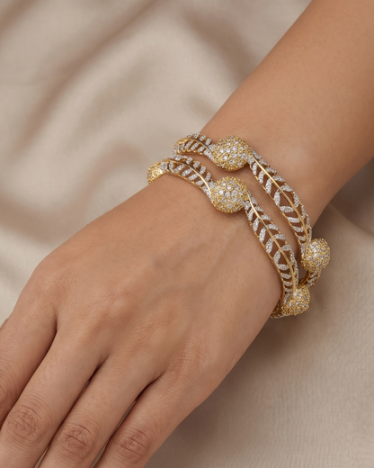 Dual Tone Designer Bangles (Set of 2) | Premium Quality | American Diamond | Party wear