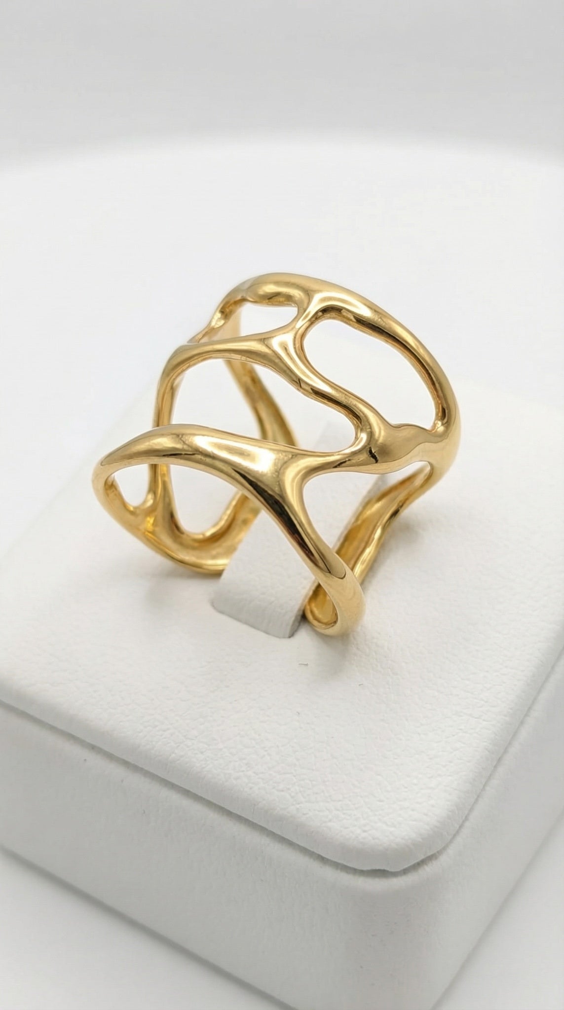 Gold Plated Adjustable Statement Ring | Premium Quality | Elegant Women's Jewelry | Stainless Steel Gold Plated | Anti-tarnish | Daily wear | TE-GPFR-0612-006