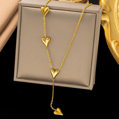 Heart Drop Necklace | Stainless Steel Gold Plated | Anti-tarnish Necklace | Daily wear | TE-GPC-0511-006