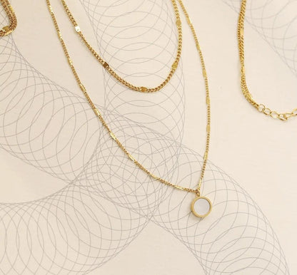 Silver Dot 2 Layer Necklace | Stainless Steel Gold Plating | Anti-Tarnish Necklace | TE/GPC/0511/002