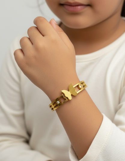 Gold Butterfly Bracelet | Premium Quality | Elegant Kids Jewelry | Stainless Steel Gold Plated | Anti-tarnish | Daily wear | TE-GPKB-2311-003