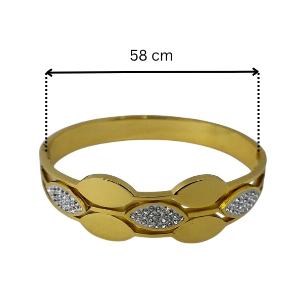 Double band stone bracelet | Stainless Steel Gold Plated | Women Anti-tarnish bracelet | Kada Bracelet | TE/GPK/2510/002