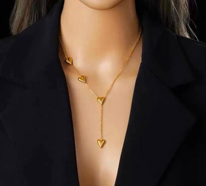 Heart Drop Necklace | Stainless Steel Gold Plated | Anti-tarnish Necklace | Daily wear | TE-GPC-0511-006