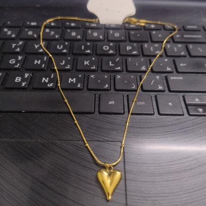 Slim Heart Pendant Necklace | Stainless Steel Gold Plated | Anti-tarnish Necklace | Daily wear | TE-GPC-0511-007