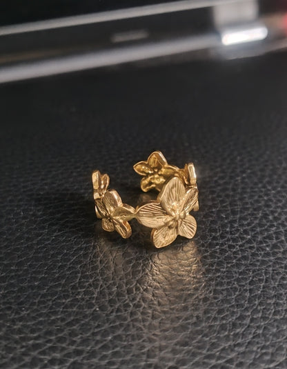 Gold Plated Floral Adjustable Ring for Women | Premium Quality | Elegant Women's Jewelry | Stainless Steel Gold Plated | Anti-tarnish | Daily wear | TE-GPFR-0612-004