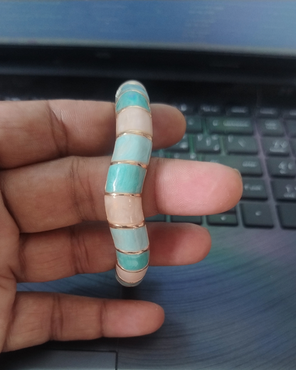 Turquoise & Blush Enamel Gold-Tone Bracelet | Openable