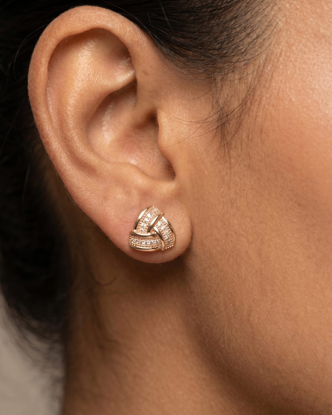 Roselle Luxe Pavé Knot Stud Earrings | Gold Plated | Premium Quality