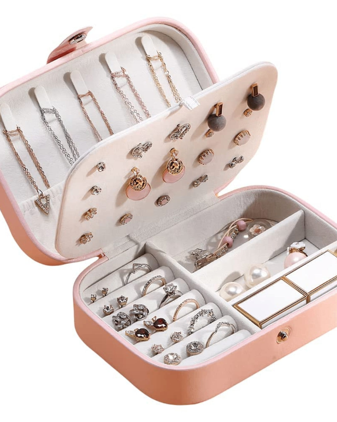 Portable Travel Jewelry Organizer Box – Necklace, Ring & Earring Storage Case