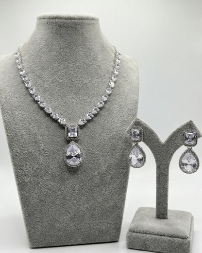 Emerald Grace American Diamond Teardrop Necklace Set | Premium Quality | American Diamond | Party wear