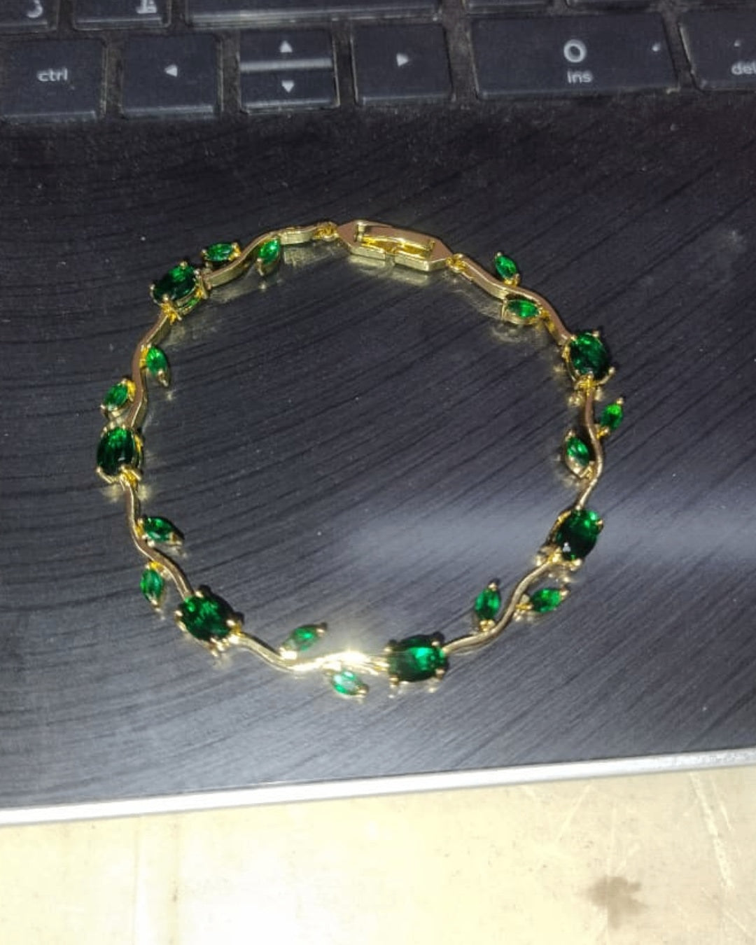 Emerald Green Tulip Bracelet | Premium Quality | Cubic Zirconia