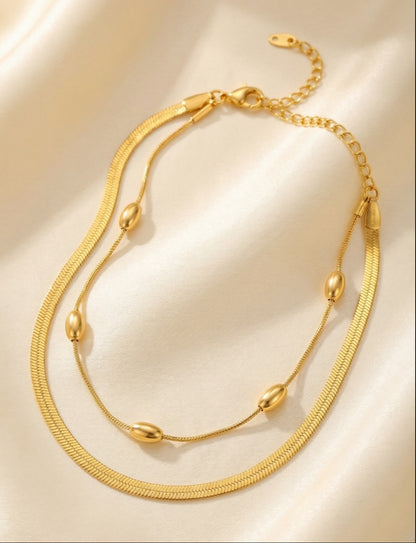 Gold Finish 2 Layer Anklet(Single Piece) | Premium Quality | Daily wear | TE-ANK-2912-003