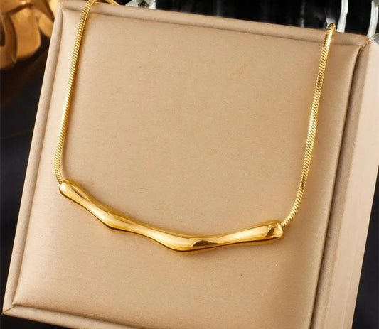 Bamboo Pendant Necklace | Stainless Steel Gold Plated | Anti-tarnish Necklace | Daily wear | TE-GPC-0511-019