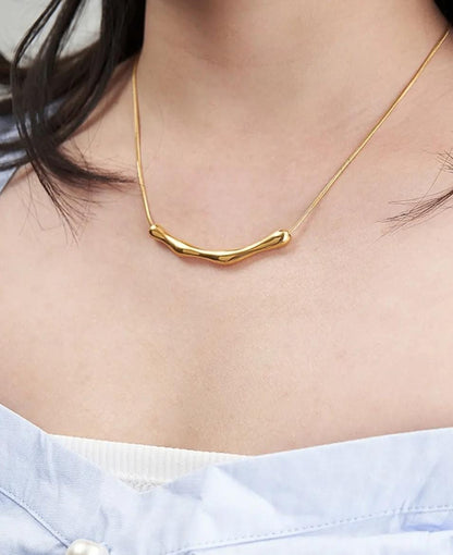 Bamboo Pendant Necklace | Stainless Steel Gold Plated | Anti-tarnish Necklace | Daily wear | TE-GPC-0511-019