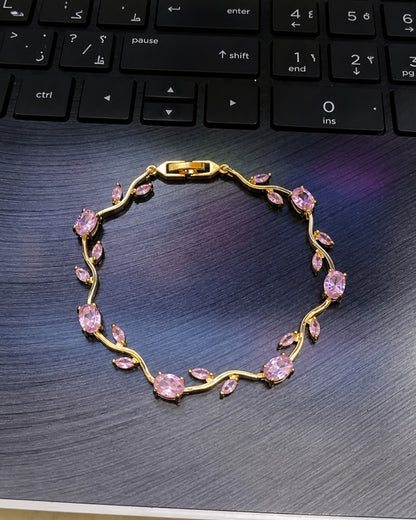 Pink Tulip Bracelet Premium Quality | Cubic Zirconia