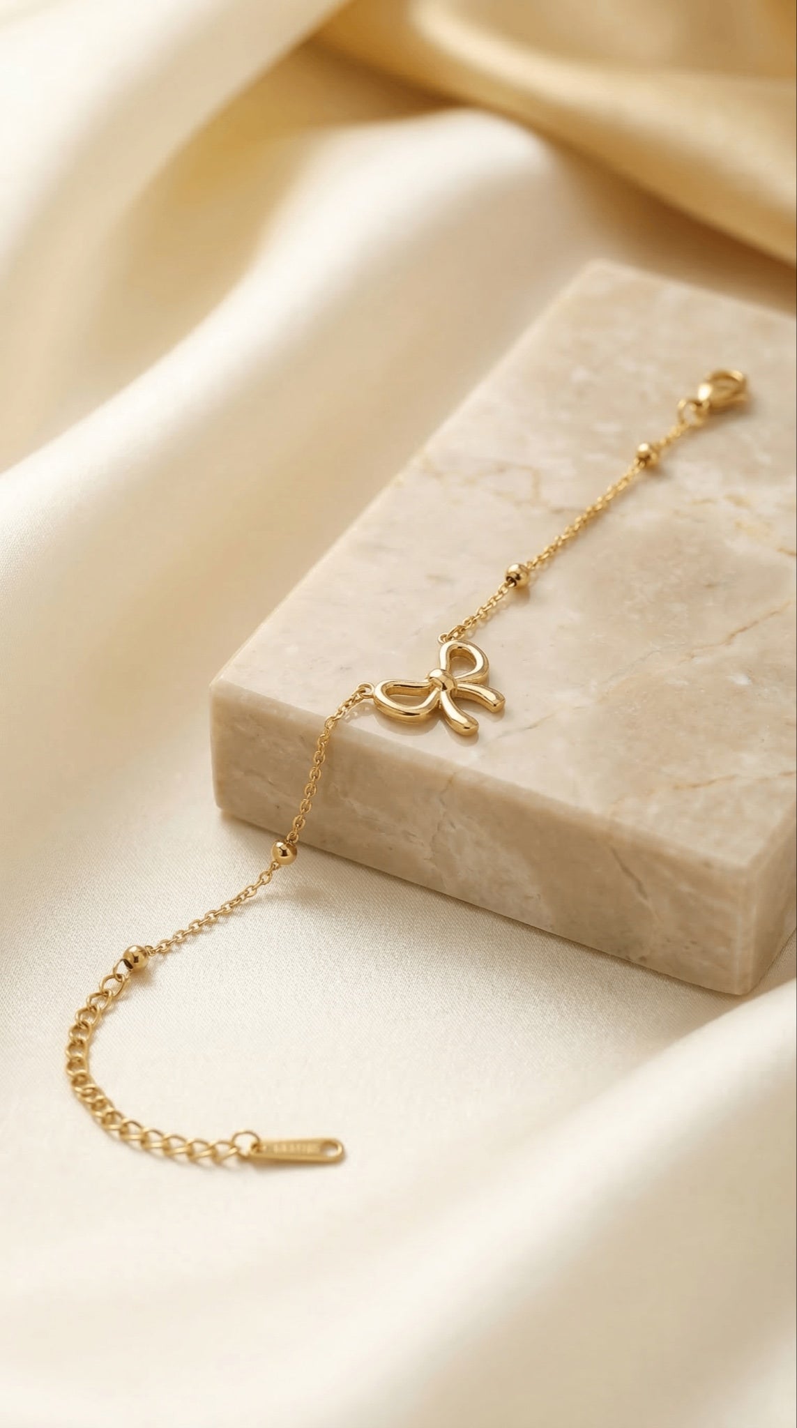 Gold Plated Bow Charm Chain Bracelet for Women | Anti-tarnish | Trendy Bracelet