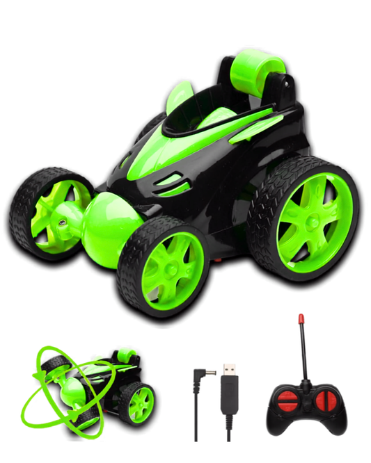 360° Rechargeable RC Stunt Car with LED Lights & Remote Control for Kids