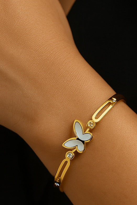 Single butterfly bracelet | Stainless Steel Gold Plated | Women Anti-tarnish bracelet | Kada Bracelet | TE/GPK/2510/002