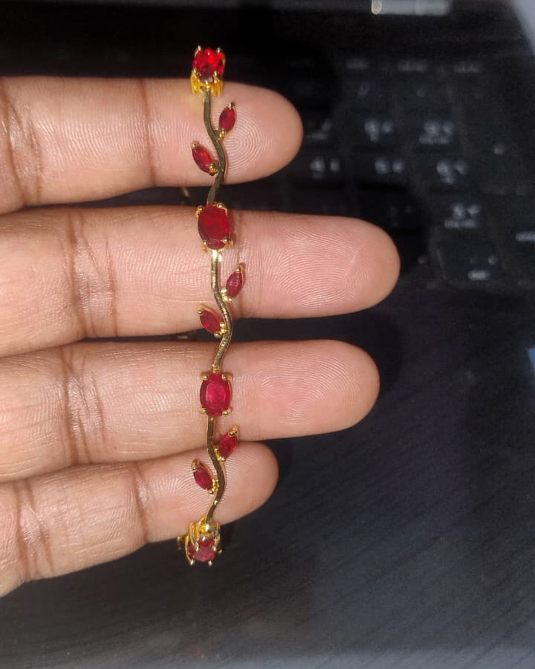 Ruby Red Tulip Bracelet | Premium Quality | Cubic Zirconia