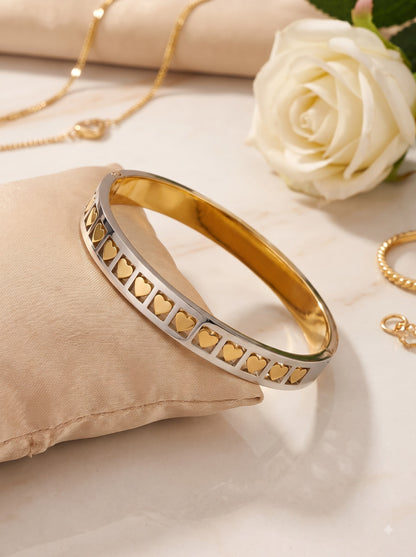Dual Tone Golden Heart Glow Anti-Tarnish Bracelet for Woman | Premium Quality