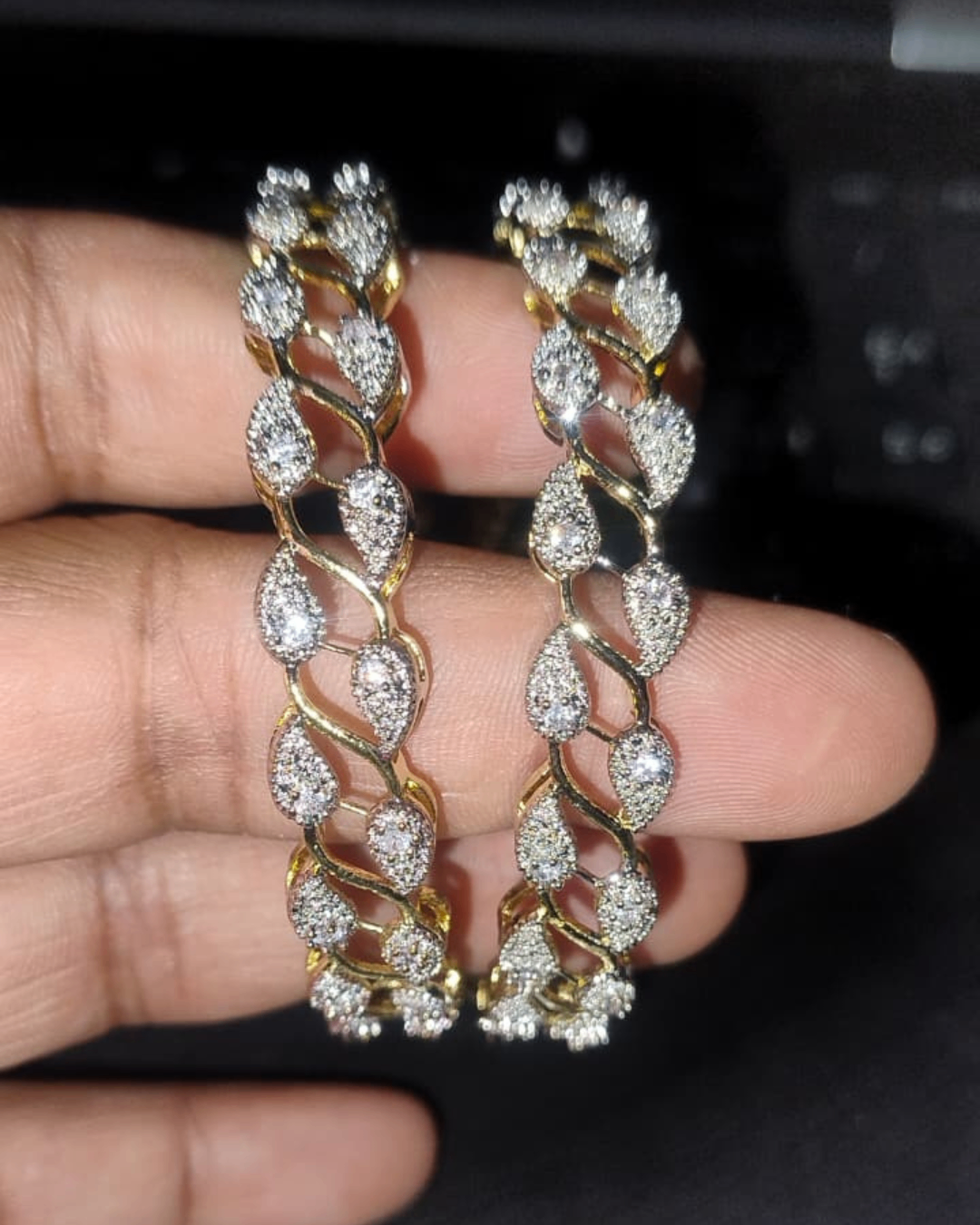 Twisted Leaf Dual Tone Bangles (Set of 2)