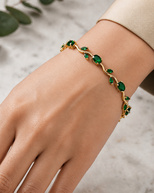 Emerald Green Tulip Bracelet | Premium Quality | Cubic Zirconia