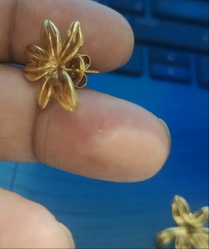 Minimalist Bloom Earrings in Glossy Gold Finish