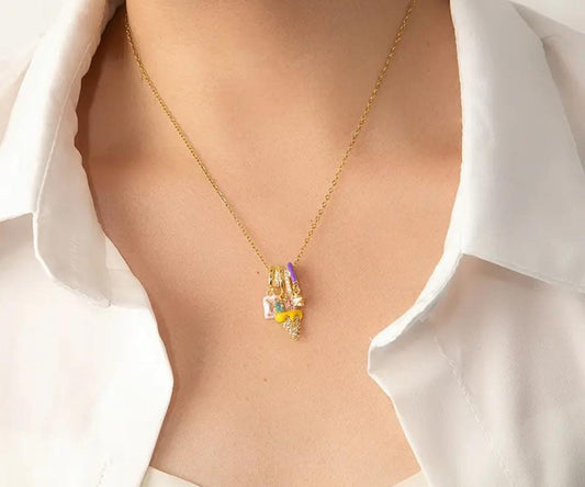 Cone Ice Cream Charm Necklace | Stainless Steel Gold Plated | Anti-tarnish Necklace | Daily wear | TE-GPC-0511-014