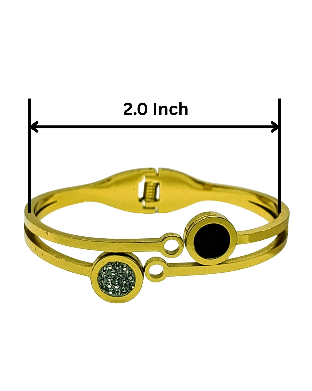 Round Black & Crystal Charm Bracelet | Premium Quality | Elegant Kids Jewelry | Stainless Steel Gold Plated | Anti-tarnish | Daily wear | TE-GPKB-2311-009