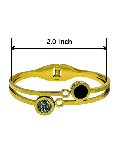Round Black & Crystal Charm Bracelet | Premium Quality | Elegant Kids Jewelry | Stainless Steel Gold Plated | Anti-tarnish | Daily wear | TE-GPKB-2311-009